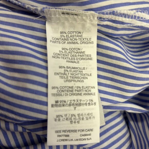 J. Crew Blue White Striped Cotton Poplin Hidden Button Signature Fit Shirt Sz 8 - Picture 13 of 15
